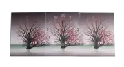 3Pcs Wall Clock three piece set Density Board with Tree Home Decor 105cmx45cm