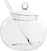 CHICAMPERA Large Round Glass Spice Jars with Glass Lid Spoon Versatile Food Storage Containers for Sugar Tea Dried Fruits Snacks Kitchen Tool Packaging