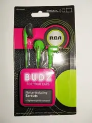 RCA BUDZ HP57GRDR, Noise-isolating Earbuds Green