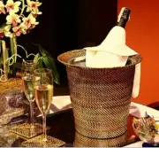 CALAISIO, WOVEN WINE & CHAMPAGNE BUCKET WITH REMOVABLE GALVANIZED INSERT