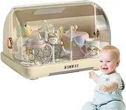 Baby Bottle Storage Box Organiser, Baby Bottle Drying Rack Covered, Dustproof Bottle Storage with Removable Drip Tray, Baby Bottle Storage Box for Mam Bottles for Bottles and Breast Pump