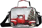 Truck Christmas Snow Insulated Lunch Box for Women Men - Ideal for Work, Picnics - Includes Adjustable Shoulder Strap