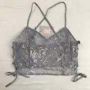NWT Savage X Fenty Devore Dreams Silver Velvet Sleep Cami Lace Up Sides Sz L