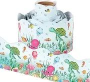 Whaline 32.8ft Under The Sea Bulletin Board Borders Ocean Creature Die-Cut Rolled Border Trim for Summer School Classroom Office Chalkboard Decoration
