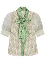 Alice + Olivia Brentley Floral-print Satin Blouse - Green - S S