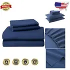 Luxury 100% Cotton Flannel Sheet Set - Navy Blue, Extra Deep Pockets, Full Size