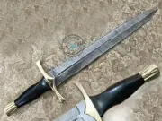 21.25" Custom Hand Made Beautiful Damascus steel double edge Sword knife (3005-1