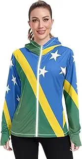 [RPLIFE] Solomon Islands Flag Uv Jacket Sun Protection for Women, Upf 50+ Zip up Outdoor Jacket, (S-XXL)