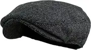 [RPCUVERY] Men's Classic Herringbone Tweed Wool Blend Newsboy Ivy Hat (Large/X-Large, Charcoal), Black, 0