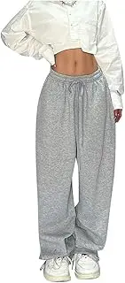 [Generic] Women's High Waist Sweatpants 2024 Trendy Baggy Wide Leg Athletic Joggers Pants Drawstring Elastic Lounge Trousers