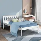 Bed Frame Wooden Mattress Base Single Size Solid Timber Pine Wood White Bedroom