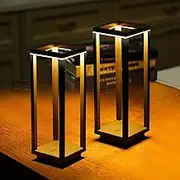 Halostorms 2 Pack Cordless Table Lamp Rechargeable, IP55 Waterproof, 60h Runtime Protable Outdoor Table Lamps, 3 Color Stepless Dimming Battery Powered Table Lamp for Dinner/Restaurant/Bedroom/Cafe