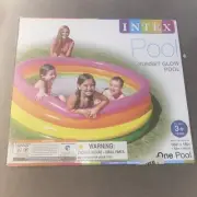 Intex sunset glow pool brand new 3+ inflated 66x18 in, colorful pool backyard