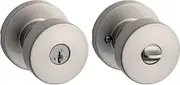 Kwikset Pismo Round Keyed Entry Knob Featuring SmartKey Security in Satin Nickel