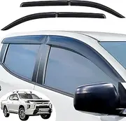Weather Shields for Mitsubishi Triton MQ MR Accessories 2015-2024 Dual Cab, Window Visors Wind Deflectors Weathershields Car Sun Rain Guard Shield Injection Tinted Black, 4PCS