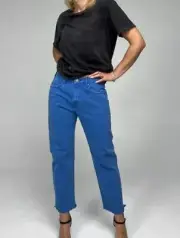 New One Teaspoon Sapphire Trucker Jeans Womens 23 Mid Rise Blue Pants