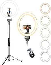 12 Inch Ring Light with Tripod with 160 cm Extendable Tripod Stand, Selfie Ring Light with Stand and 2 Phone Holders for Live Stream/Makeup/YouTube/TikTok, Compatible with All Phones, Ipads and