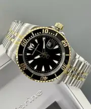 TechnoMarine Manta Sea Men 42mm Swiss BLACK Dial Two Tone Jubilee Bracelet Watch