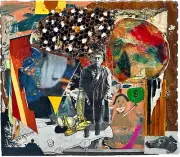 TRANSPARENT LIVES Surreal Abstract Money Collage Art Painting Steven Tannenbaum