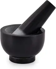 Kaizen Casa Stone Mortar and Pestle, for Grind Spices, Powder Pesto, Mash Herbs, Crush Pills, Regular Size (3.75"X2.75" Mortar, 5" X1.5" Pestle)