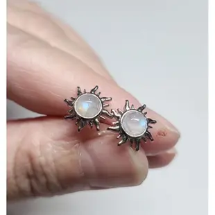 藍月光石耳環 耳針  925銀針 天然❤晶寶水晶#K069