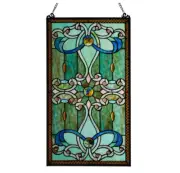 Window Panel Green Stained Glass Brandi's Handcrafted Wall Art Decorative Chain