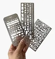 Wocst 3 in 1 Stainless Steel Drawing Painting Stencils Included Web UI/iOS Stencils for Scrapbooking Card and Craft Projects