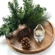 11.5 Inches Candle Holder Tray Home Decor, round Wood Tray for Coffee Table, Sma