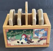 Toybox Cookie Tiles Stamps Set Of 4 With Wooden Box NWOT