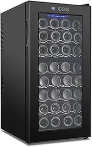 Large Freestanding Wine Refrigerator with 11-18°C Digital Temperature Control Tempered Glass Door, 32-Bottle Constant Temperature Wine Cabinet, Professional Wine Cellar Low Noise,B