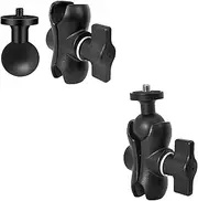 1" Ball Mount Adapter 1/4"-20 Threaded Stud for Insta360 One X4,X3,X2,X,R,RS,GO 2, GoPro Hero,with B Size Double Socket Arm,RAM Mounts RAP-B-201U Composite Double Socket Arm (Long 2.4")
