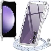 [Oelrstfe] Mobile Phone Lanyard Case with Strap for Samsung Galaxy S23 FE 5G, Mobile Phone Strap for Hanging, Transparent TPU Shockproof Silicone Mobile Phone Case with Chain for Samsung S23 FE 5G