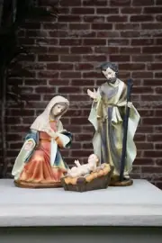 16" H Nativity Set 3 Pcs Statue Holiday Christmas Decor Gift Option Mary Joseph