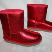 NIB UGG Classic Short Stars Metallic Sparkle Boots Toddler 6 Rare! Red