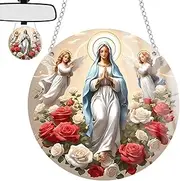 [Generic] Virgin Mary Tree Ornaments, Holy Trinity Ornament - 2D Acrylic Catholic Christmas Ornaments - Virgin Mary Round Pendant, Christian Decoration, Catholic Ornaments