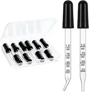 Bremorou 10 Pcs Eye Dropper Glass Pipette Dropper Ear And Eye Bent & Straight Tips Accurate Dose Pipette Measurement Tool Upgrade Super Suction Pipettes For Essential Oils, Feeding, Ear, Lab, H