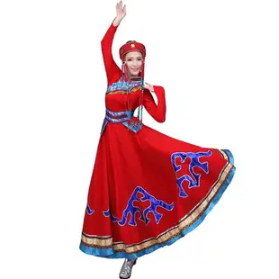 新款蒙古族演出服女裝鴻雁舞蹈服裝蒙古袍成人少數民族表演服天邊