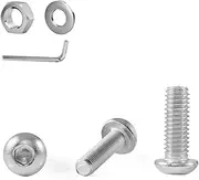 GOHODOMINO M8×25mm Button Head Socket Cap Bolts Screws, Nuts, Flat Washers, 20Pcs, 304 Stainless Steel 18-8, Fully Threaded, with Hex Spanner