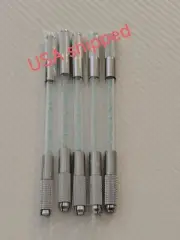 5*Double Crystal Acrylic Manual Tattoo Pen Permanent Microblading Eyebrow Tools