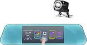 1080P Mirror Dash Cam Front Rear Dual Camera 、10" IPS Touch Screen 170° Wide Angle Car Streaming Recorder G-Sensor Loop Recording(Post 1080P 32G Card)