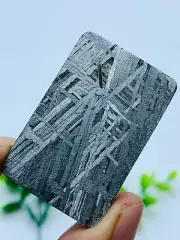Muonionalusta meteorite square, etched&polished, Swedish M iron meteorite 27.3g