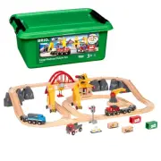 Brio World Cargo Railway Deluxe 54 Piece Wooden Train Set For Kids Ages 3 And Up