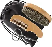 LIFKOME 1Set Beard Care Tool Grooming Kit with Brush Scissors Storage Bag for Men Beard Styling and Shaving Needs