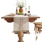 Beige White Boho Cotton Table Runners Dining Room