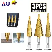 NEW 3pcs HSS Steel Step Cone Drill Titanium Bit Set Hole Cutter 3/12mm 4-12/20mm