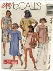 McCall's Easy Pattern #3511 - Maternity Dress, Top, Pants & Shorts (Size SM)