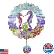YNGFIL Seahorse 3D Wind Spinner Kinetic Metal Art Hanging Wind Spinner Outdoo