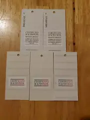 5 Authentic Numbered GIORGIO ARMANI Certificates of Authenticity Product Tag COA