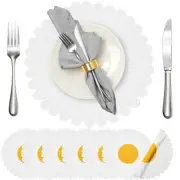 14" Placemat Set of 6 Embroidered Place Floral Mats Cotton Washable Table Daisy