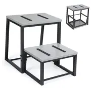 2 in1 Folding Step Stool for Adults Kids, 2 Step Stool, Sturdy Metal Gray